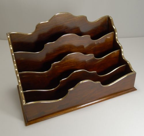 Magnificent Antique French Walnut and Brass Letter / Stationery Holder C.1890