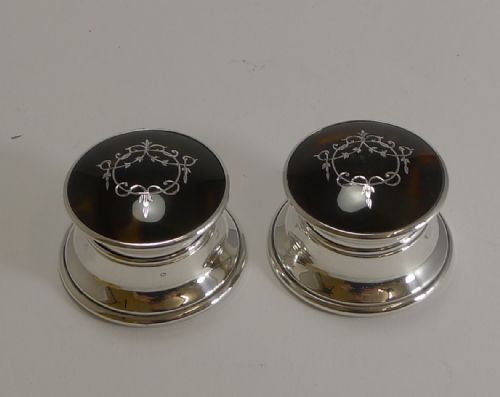 
Perfect Pair Silver and Tortoiseshell Boxes - 1929