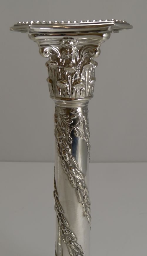 fig 1. Pair Antique Scottish Silver Plated Candlesticks - Sorley Glasgow c.1890