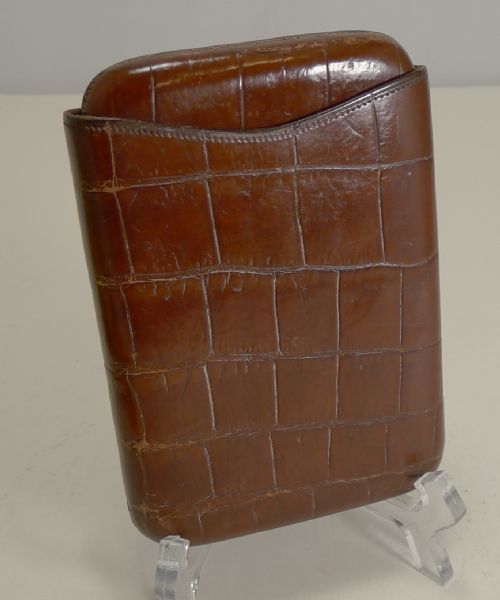 Handsome Antique English Crocodile / Alligator Cigar Case C.1890