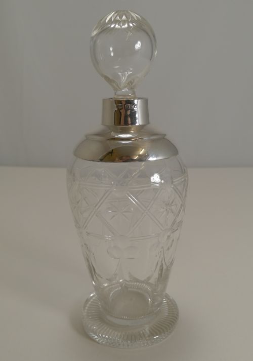 Antique English Sterling Silver Mounted Perfume Bottle - 1915