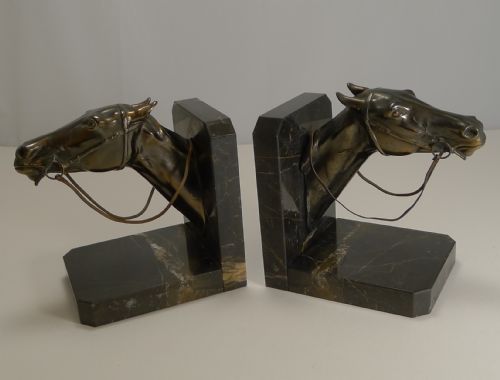 Magnificent Pair Art Deco Equestrian Bookends C. 1930