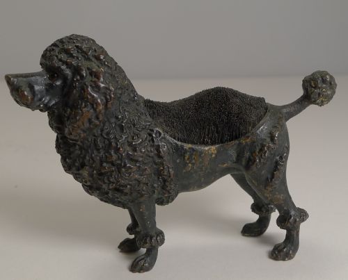 Handsome Antique Cold Painted Bronze Pen Nib Wipe C.1890 - Dog - Poodle