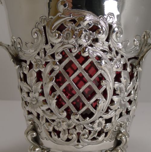 fig 2. Magnificent Antique Scottish Biscuit Box - Cranberrry Glass Liner c.1890