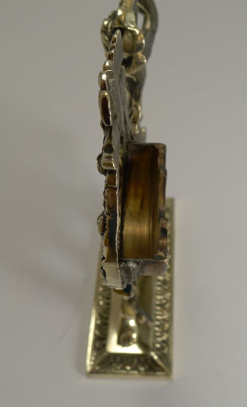 ANTIQUE ENGLISH CAST BRASS FIGURAL POCKET WATCH HOLDER STAND C1880 - ADDITIONAL PHOTO 2