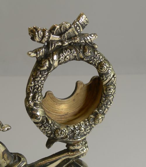 ANTIQUE ENGLISH CAST BRASS FIGURAL POCKET WATCH HOLDER STAND C1880 - ADDITIONAL PHOTO 3