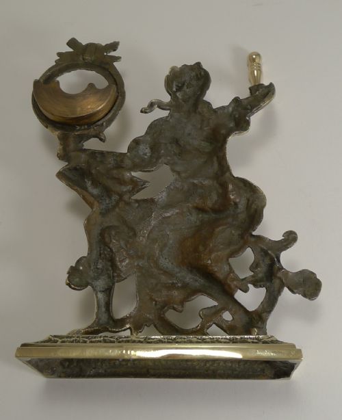 ANTIQUE ENGLISH CAST BRASS FIGURAL POCKET WATCH HOLDER STAND C1880 - ADDITIONAL PHOTO 4