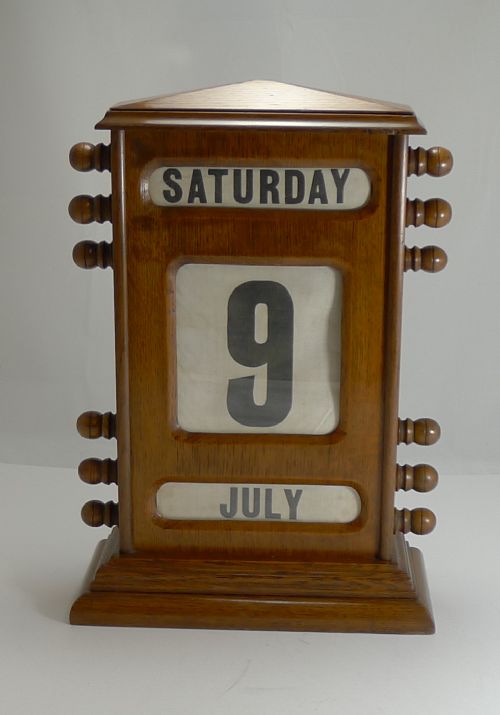 Oversized (15 1/2" Tall) Antique English Perpetual Desk Calendar