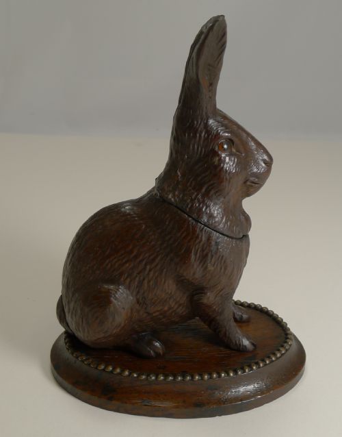 fig 1. Antique Novelty Black Forest Hare Inkwell c.1890
