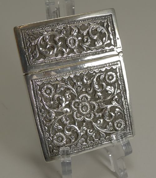 fig 1. Antique Anglo-Indian Sterling Silver Visiting Card Case c.1890