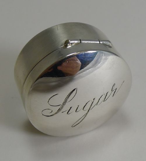 Antique English Ww1 Individual Sterling Silver Sugar Box - 1917