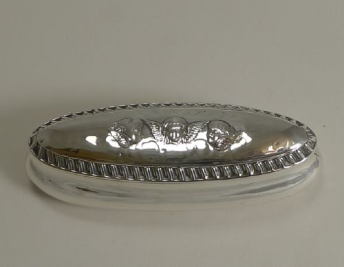 Antique English Sterling Silver Ring Box for Two Rings - 1901 - Angels