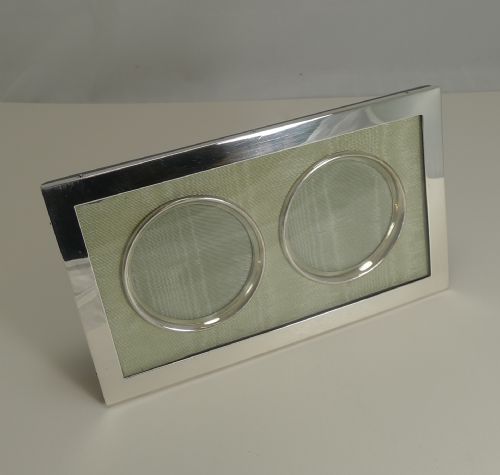 English Double Sterling Silver Photograph Frame - 1905