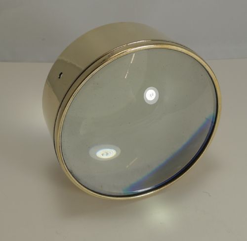 Oversized English Antique Brass Desk Magnifying Glass / Paperweight C.1910