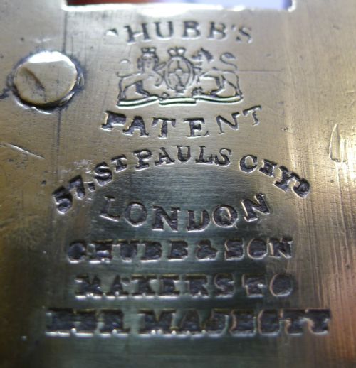 fig 1. Large Antique English Brass and Steel Padlock by Chubb, London c.1850