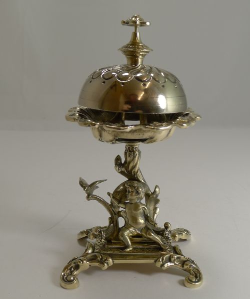 Figural Victorian Desk / Counter Bell C.1860 - Cherub