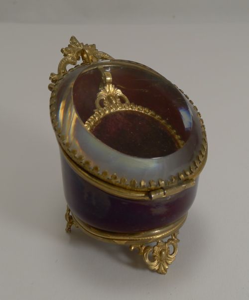 Antique French Red Glass Pocket Watch Box C.1890