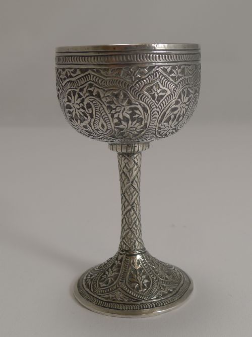 Anglo Indian Solid Silver Mini Goblet C.1890