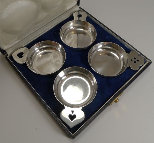 Set Four Novelty Sterling Silver Wine Tasters - Tetard Freres, Paris