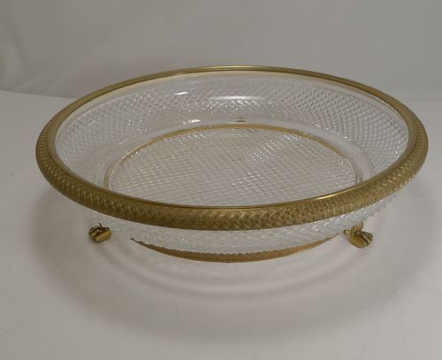 Large French Cut Crystal and Gilded Bronze Centrepiece Dish or Bowl C.1890
