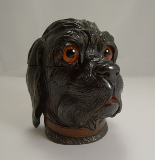 FABULOUS LARGE ANTIQUE BLACK FOREST NOVELTY INKWELL C1890 DOG - ADDITIONAL PHOTO 6