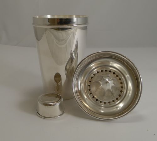 Large Vintage Silver Plated Cocktail Shaker with Integral Lemon Squeezer
