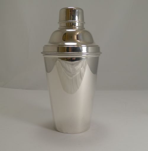 fig 1. Large Vintage Silver Plated Cocktail Shaker With Integral Lemon Squeezer