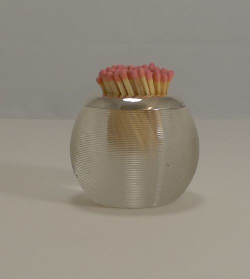 Antique English Threaded Glass & Sterling Silver Match Strike