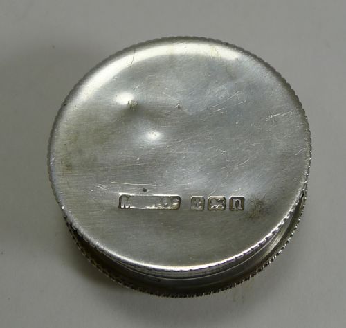 fig 1. Antique English Sterling Silver and Guilloche Enamel Pill Box - 1912