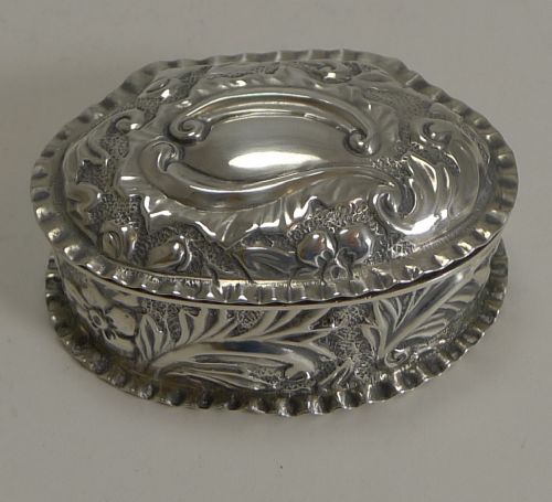 Antique English Sterling Silver Pill Box - 1893