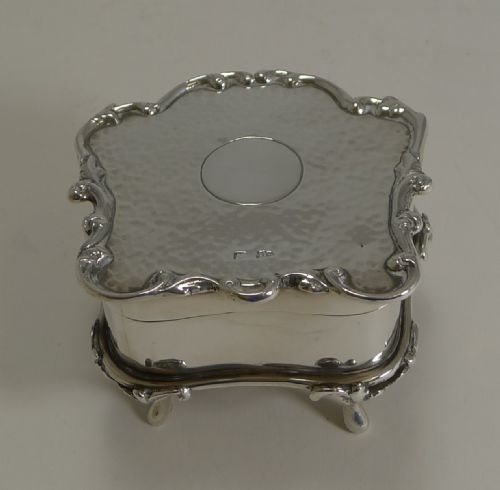 Antique English Sterling Silver Jewellery Box by Walker and Hall