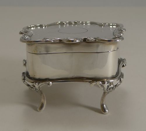 fig 1. Antique English Sterling Silver Jewellery Box by Walker and Hall