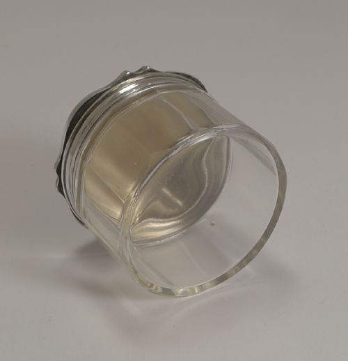 fig 1. Art Deco Sterling Silver and Guilloche Enamel Lidded Vanity Jar - 1931