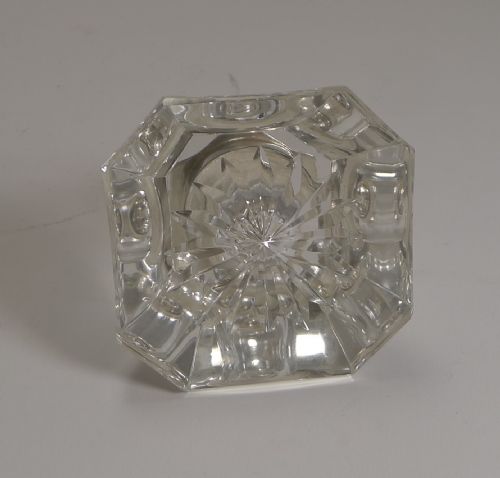 HANDSOME ART DECO CUT GLASS AND ENGLISH STERLING SILVER INKWELL - ADDITIONAL PHOTO 6