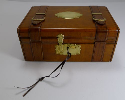 fig 1. Hand Carved French Jewellery Box - Miniature Trunk c.1880