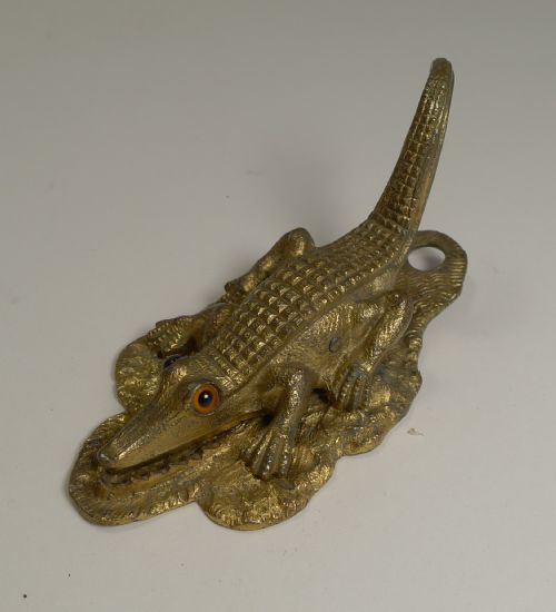 Rare Antique English Figural Letter / Paper Clip - 1888 - Crocodile