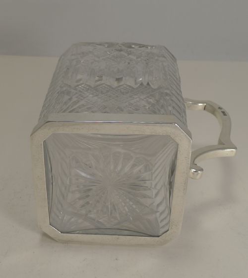 ANTIQUE ENGLISH CUT CRYSTAL AND STERLING SILVER SINGLE LOCKING DECANTER 1898 - ADDITIONAL PHOTO 7