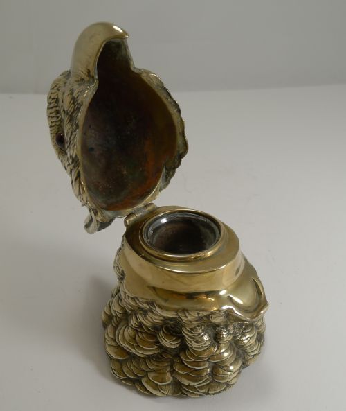 GRAND LARGE NOVELTY ENGLISH INKWELL PARROT C1880 - ADDITIONAL PHOTO 3