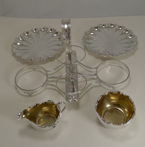 fig 1. Antique Silver Plate Strawberry Set by James Dixon & Son c.1890