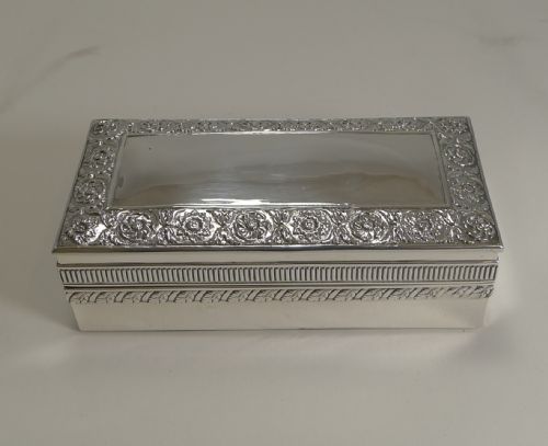 Antique English Sterling Silver Jewelry Box by William Hutton - 1895