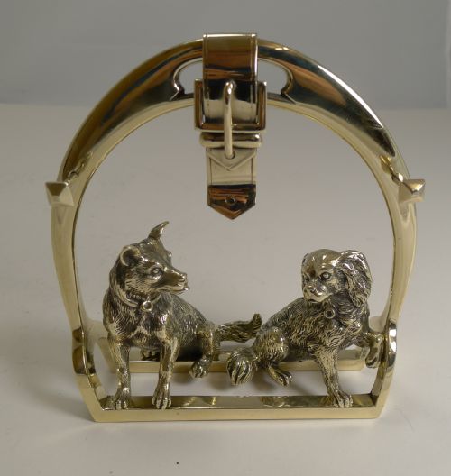 Antique English Novelty Pen Rest - Equestrian and Dogs C.1880