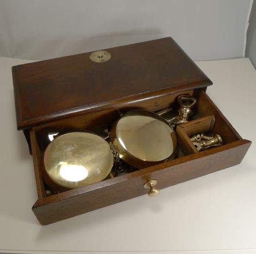 fig 2. Large Boxed Antique English Commodity Scales In Mahogany & Brass c.1880