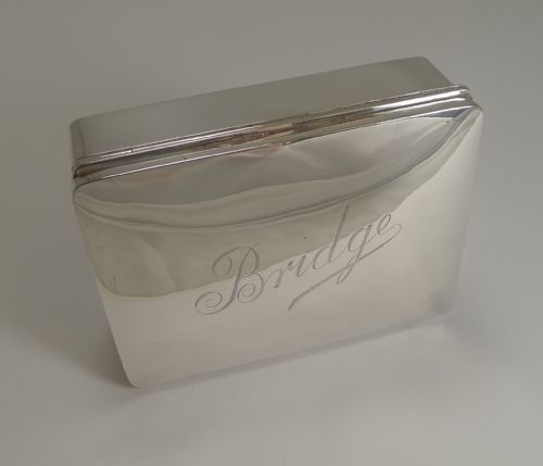 Antique English Sterling Silver Bridge / Playing Card Box - 1903