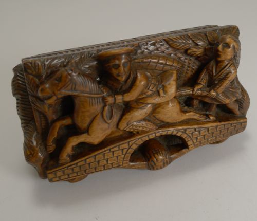 19th Century Scottish Hand Carved Table Snuff Box - Tam O'shanter