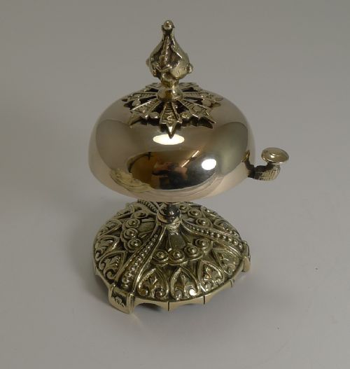 Antique English Desk or Counter Bell in Cast Brass C.1880