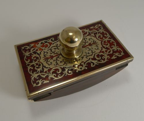Antique English Boulle Rocking Desk Blotter C.1880