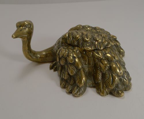 Rare Antique English Novelty Inkwell - Ostrich - 1888