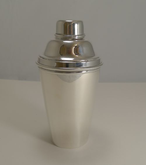 fig 1. Large Vintage Silver Plated Cocktail Shaker With Integral Lemon Squeezer by James Dixon and Sons c.1930