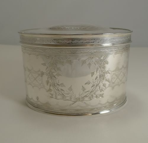 Quality Large Antique English Silver Plated Tea Caddy C.1900