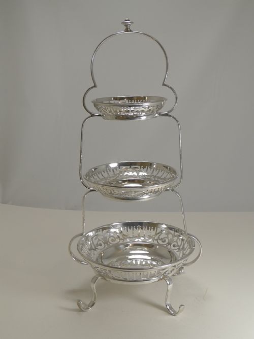 Antique English Silver Plated Graduated Cake Stand C.1900